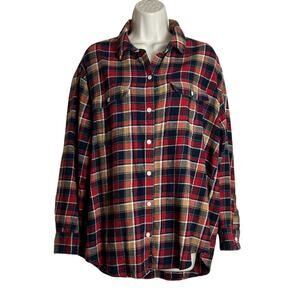 Old Navy Large Plaid Flannel Boyfriend Shirt Top